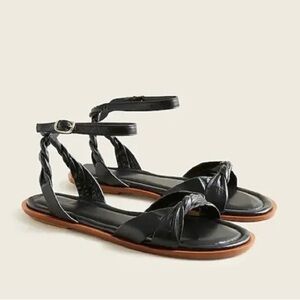 J Crew J.Crew Women's Sorrento Twisted-strap Sandals, Black Leather BE802